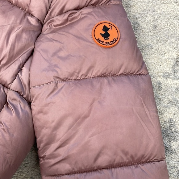 Save The Duck Gracie Quilted Puffer Jacket Full Zip Mauve Misty Rose Kids Sz 10 - Picture 12 of 16
